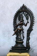 17″ Nataraja with Oval Arch | Handcrafted Brass | Antique Green Finish — view 5