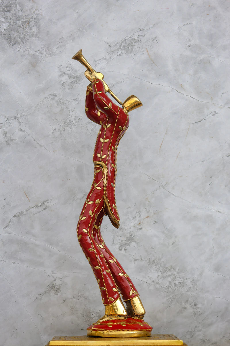 15.5″ Musician Man Set of 3 | Handcrafted Brass | Inlay Red Stone Finish — view 5