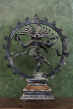 9″ Cosmic Nataraja | Handcrafted Brass | Stone Gray Finish