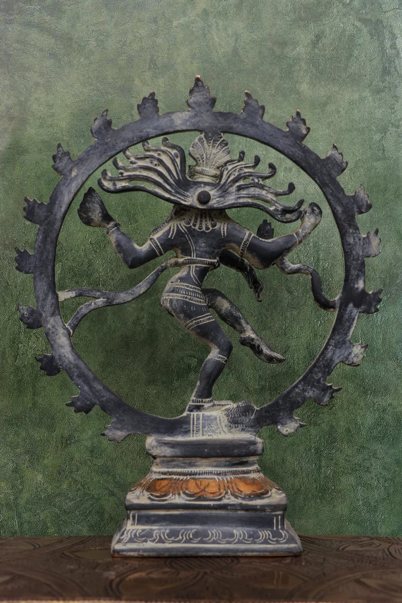 9″ Cosmic Nataraja | Handcrafted Brass | Stone Gray Finish