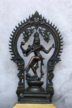 17″ Nataraja with Oval Arch | Handcrafted Brass | Antique Green Finish