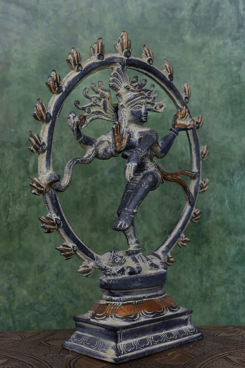 9″ Cosmic Nataraja | Handcrafted Brass | Stone Gray Finish