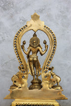 15″ Standing Gaja Lakshmi with Arch | Handcrafted Brass | Polished Finish — view 5