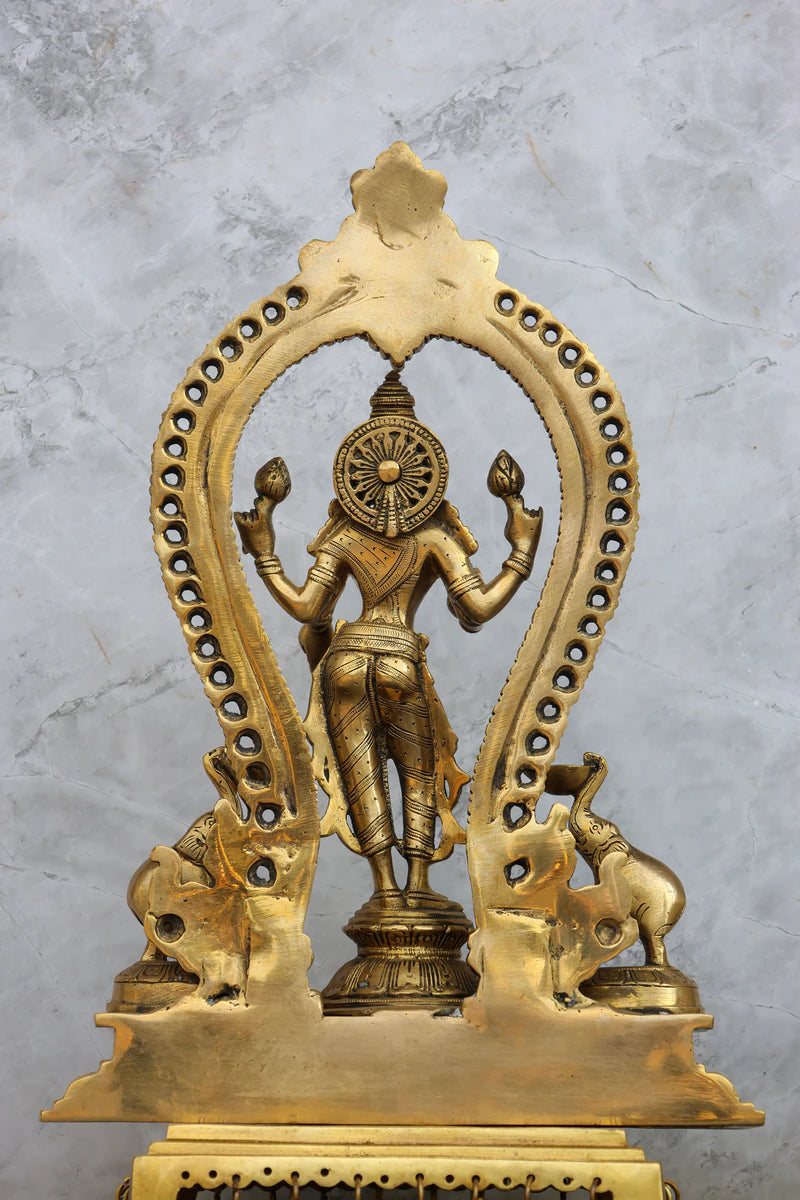 15″ Standing Gaja Lakshmi with Arch | Handcrafted Brass | Polished Finish — view 5