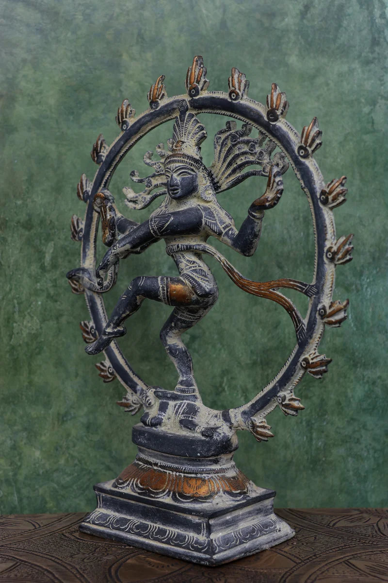9″ Cosmic Nataraja | Handcrafted Brass | Stone Gray Finish
