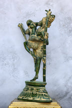 13.5″ Rathi Manmathan (Kamadeva) | Handcrafted Brass | Green Stone Finish — view 4