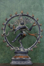 9″ Cosmic Nataraja | Handcrafted Brass | Stone Gray Finish
