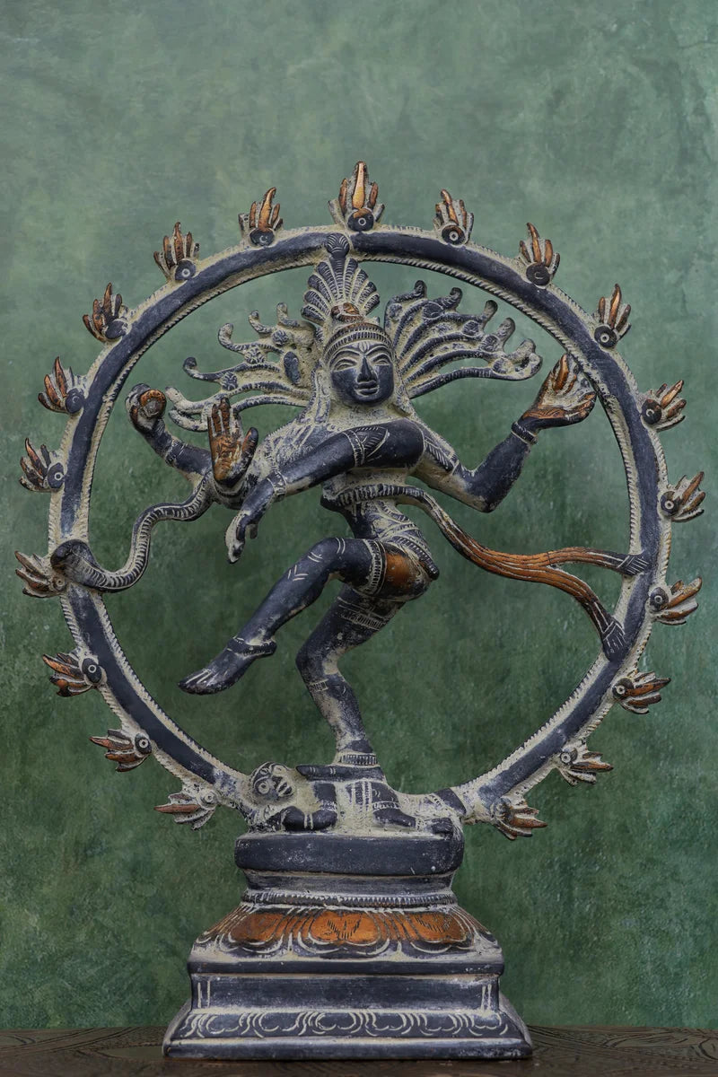 9″ Cosmic Nataraja | Handcrafted Brass | Stone Gray Finish