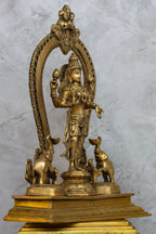 15″ Standing Gaja Lakshmi with Arch | Handcrafted Brass | Polished Finish — view 3