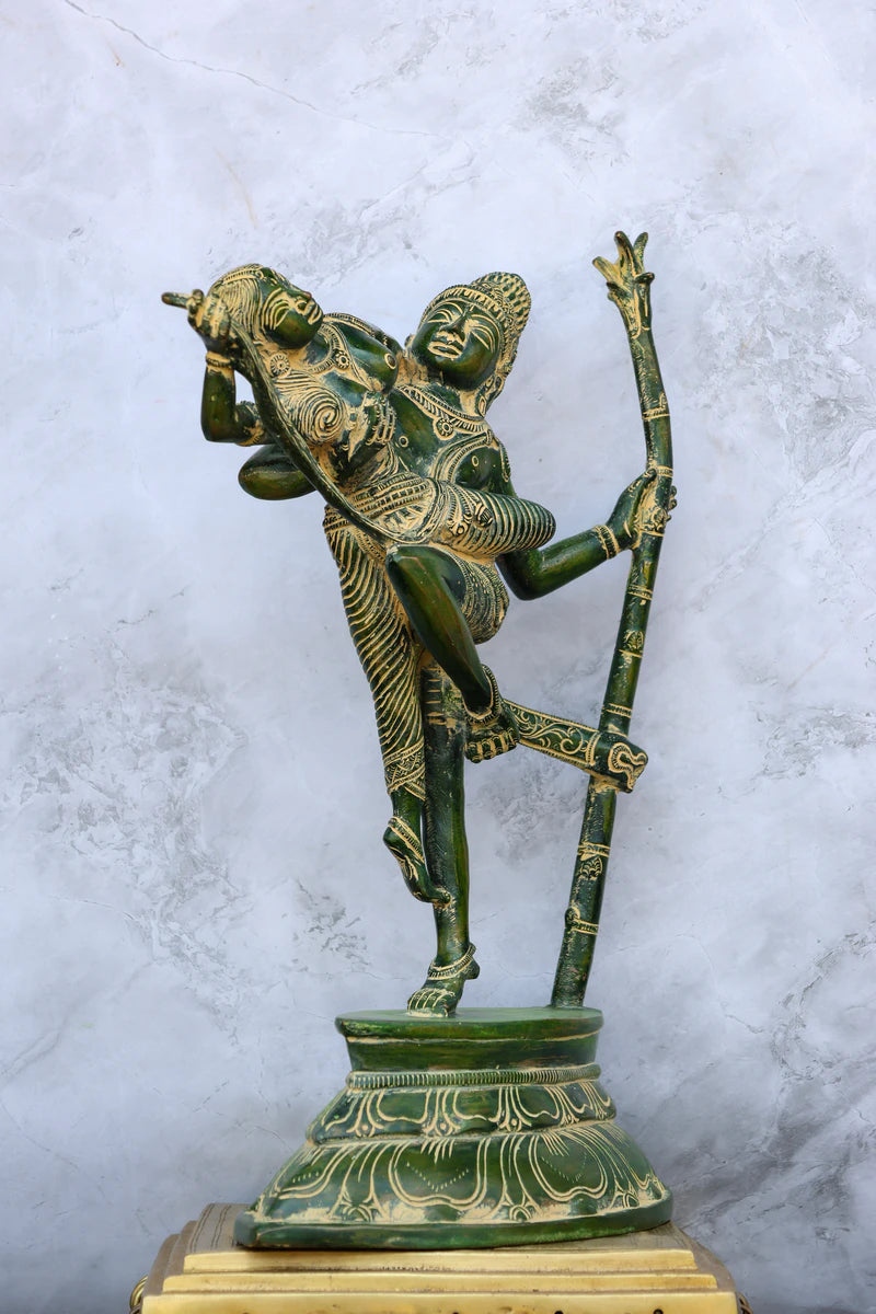 13.5″ Rathi Manmathan (Kamadeva) | Handcrafted Brass | Green Stone Finish — view 3