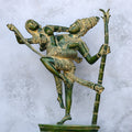 13.5″ Rathi Manmathan (Kamadeva) | Handcrafted Brass | Green Stone Finish