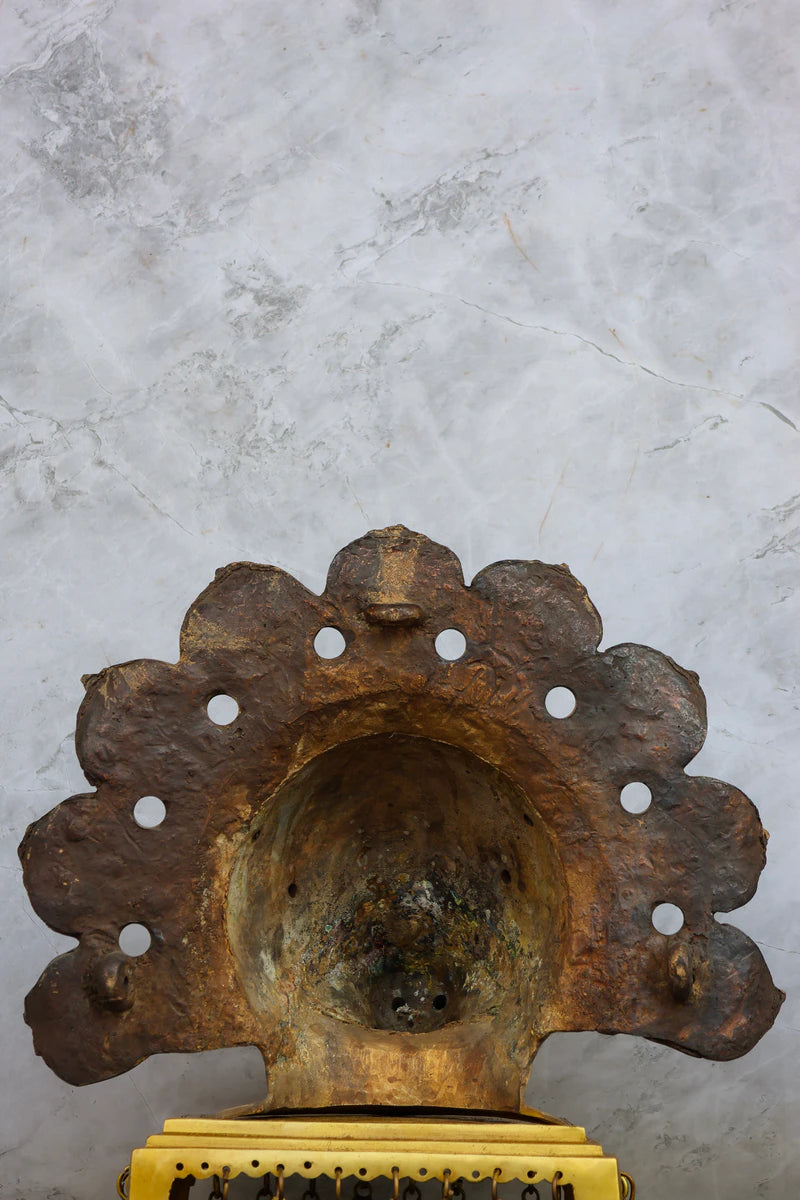10″ Panchurali Mask | Handcrafted Brass | Antique Brown Finish — view 4