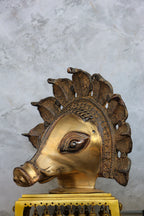 10″ Panchurali Mask | Handcrafted Brass | Antique Brown Finish — view 3