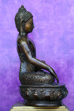 13″ Sitting Buddha | Handcrafted Brass | Antique Brown Finish — view 4
