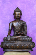 13″ Sitting Buddha | Handcrafted Brass | Antique Brown Finish