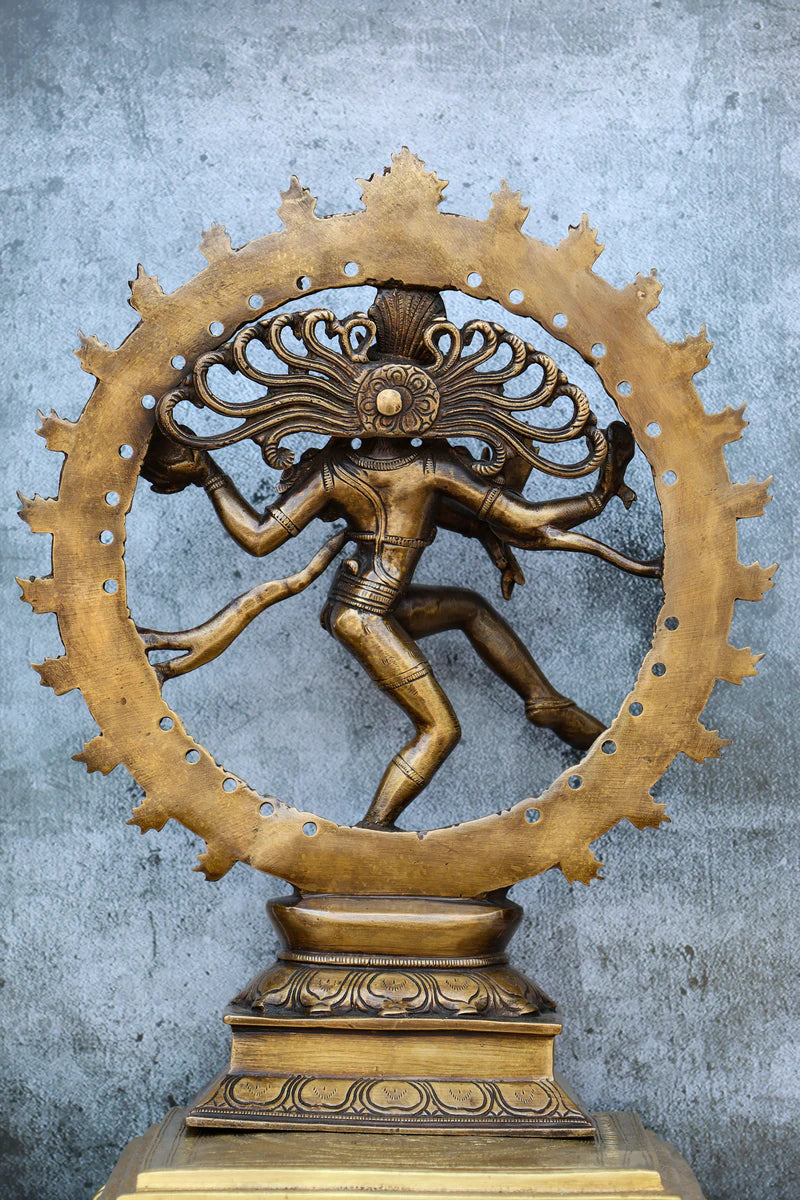 13″ Nataraja wirh Double Arch | Handcrafted Brass | Antique Polish Finish — view 3