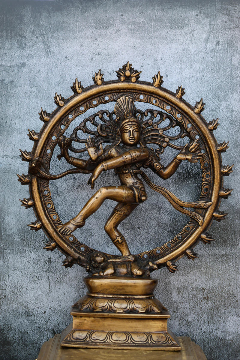 13″ Nataraja wirh Double Arch | Handcrafted Brass | Antique Polish Finish