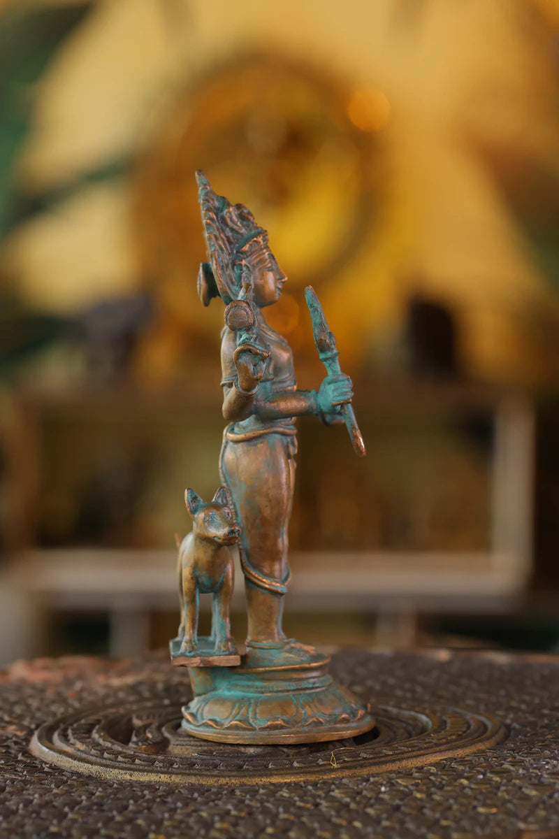 5″ Kala Bhairava Idol | Handcrafted Panchaloha | Green Patina