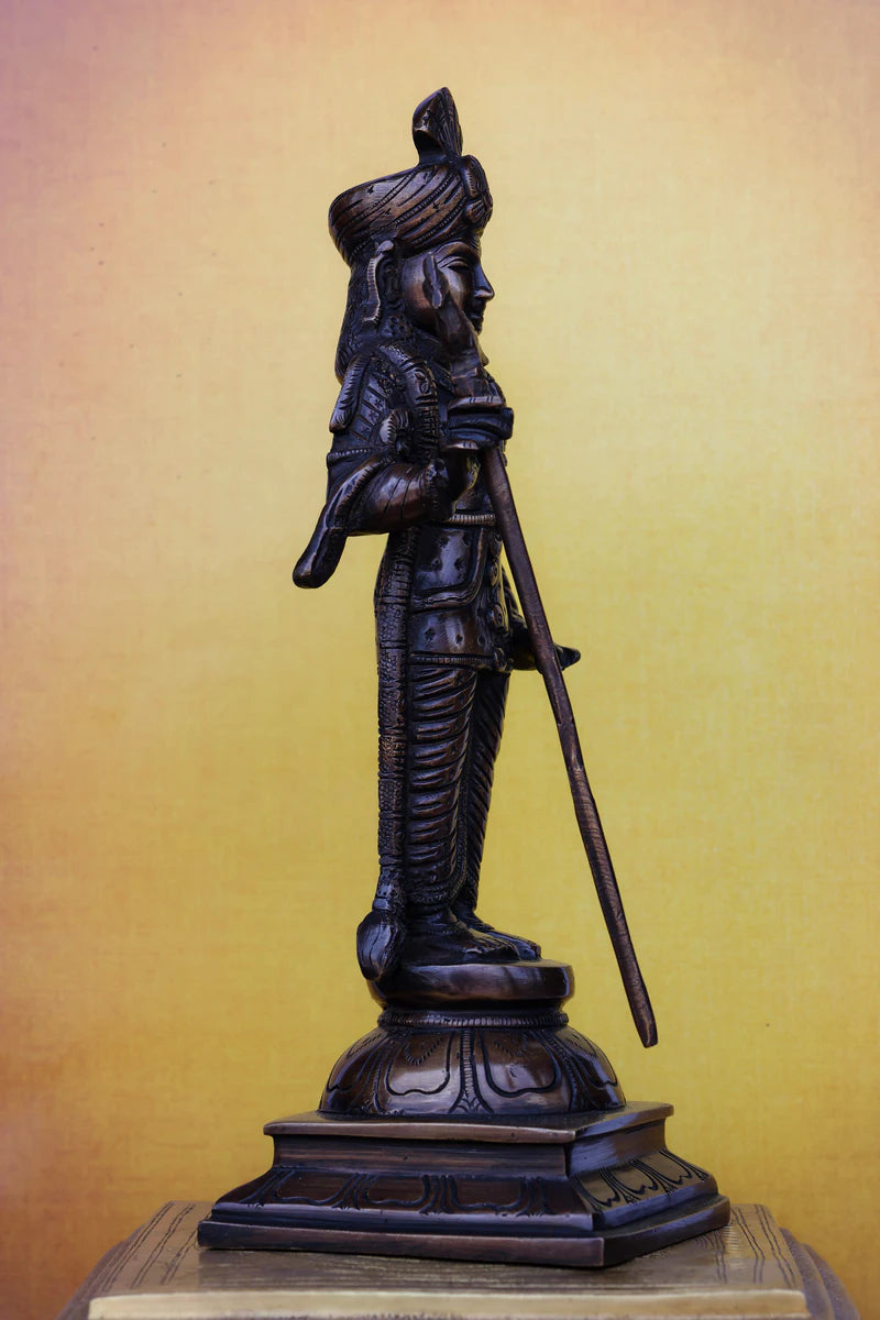 12″ Raja Alangara Murugan (Palani) | Handcrafted Brass | Antique Brown Finish