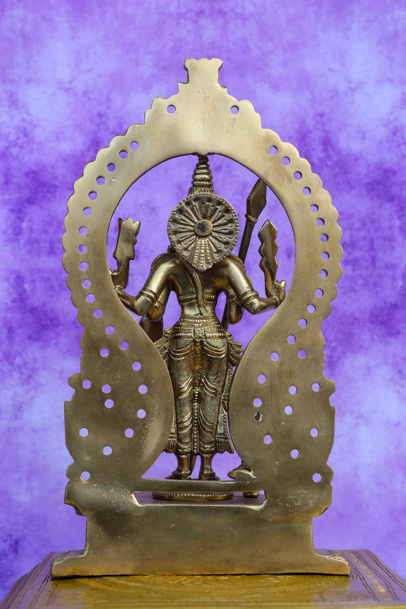 9″ Divine Murugan with Arch | Handcrafted Brass | Fine Work