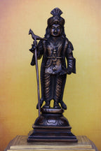 12″ Raja Alangara Murugan (Palani) | Handcrafted Brass | Antique Brown Finish