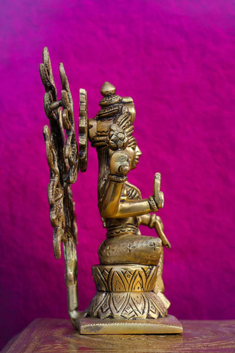 7″ Divine Lakshmi with Tree | Handcrafted Brass