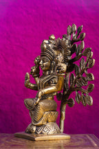7″ Divine Lakshmi with Tree | Handcrafted Brass
