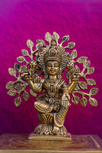 7″ Divine Lakshmi with Tree | Handcrafted Brass