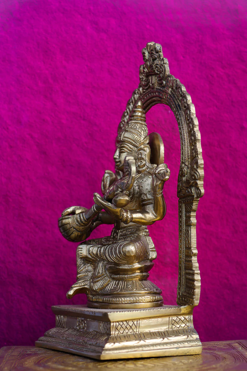 8″ Saraswathi with Arch | Handcrafted Brass | Fine Work (Copy)