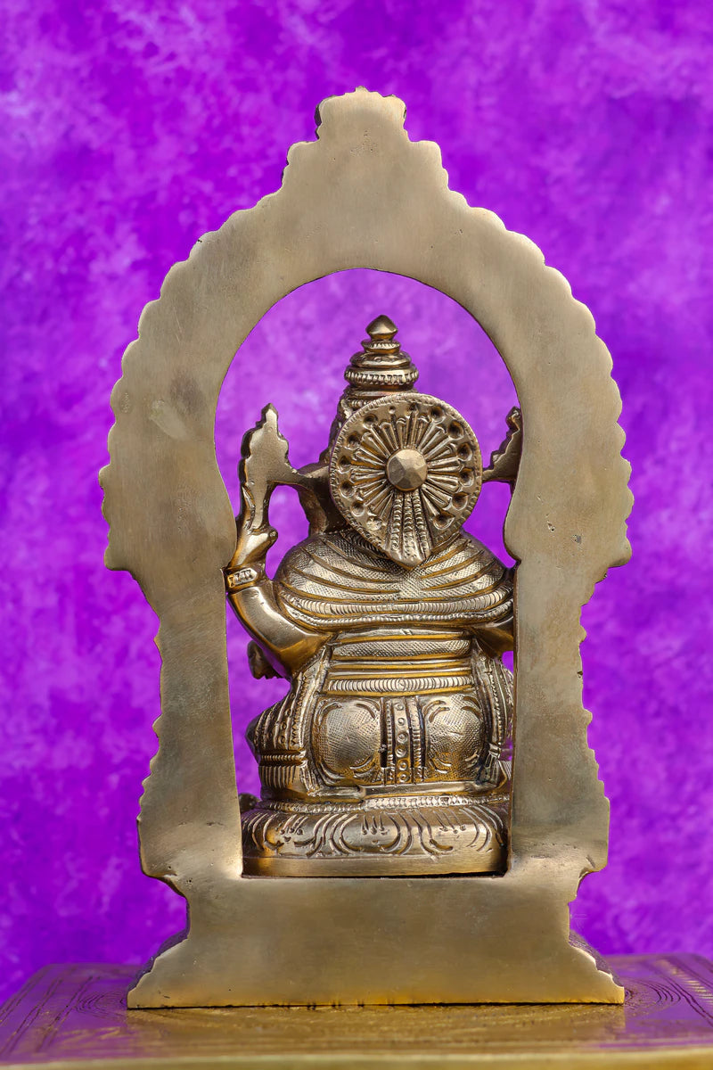 8″ Ganesha with Arch | Handcrafted Brass | Fine Work