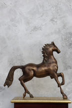 9″ Majestic Running Horse | Handcrafted Brass | Antique Brown Finish