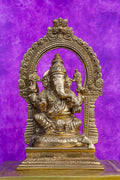 8″ Ganesha with Arch | Handcrafted Brass | Fine Work