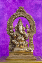 8″ Ganesha with Arch | Handcrafted Brass | Fine Work