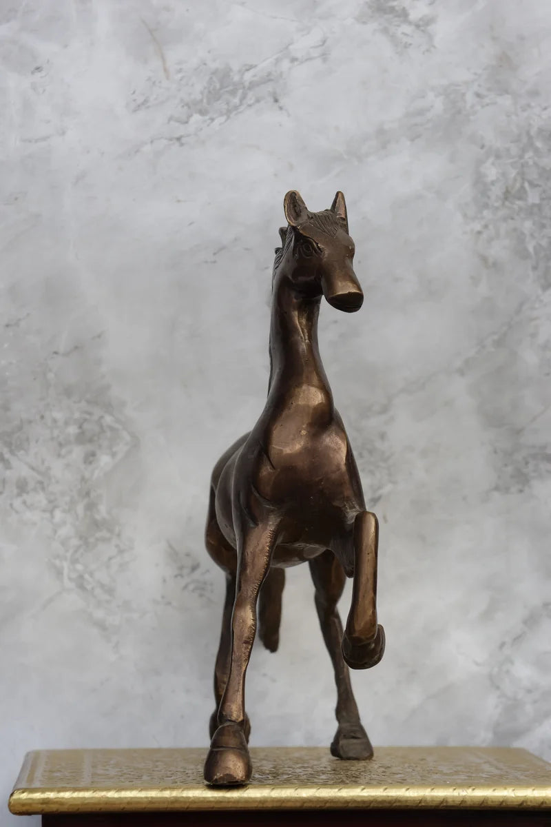 9″ Majestic Running Horse | Handcrafted Brass | Antique Brown Finish