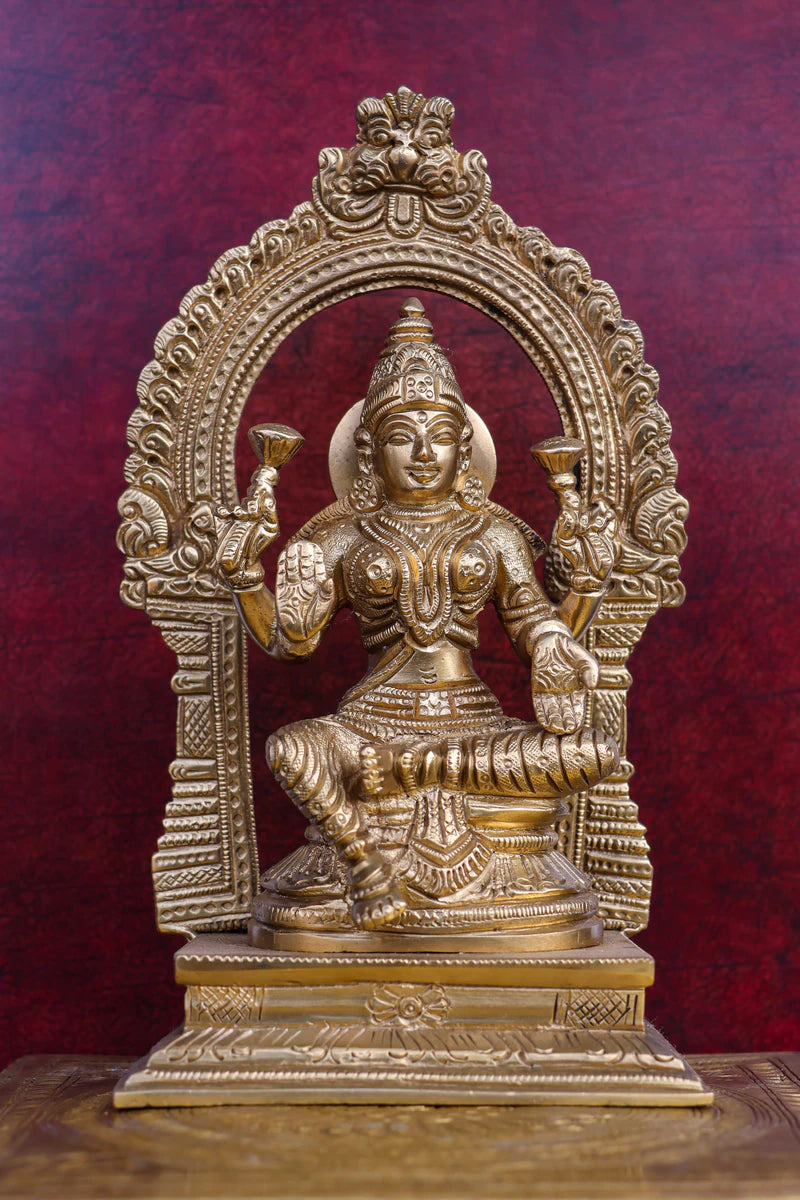 8″ Lakshmi with Arch | Handcrafted Brass | Fine Work (Copy)