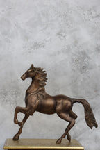 9″ Majestic Running Horse | Handcrafted Brass | Antique Brown Finish