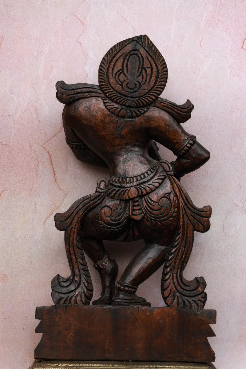 18″ Graceful Music Lady Wall Panel for Home Décor | Handcrafted Wood Carving