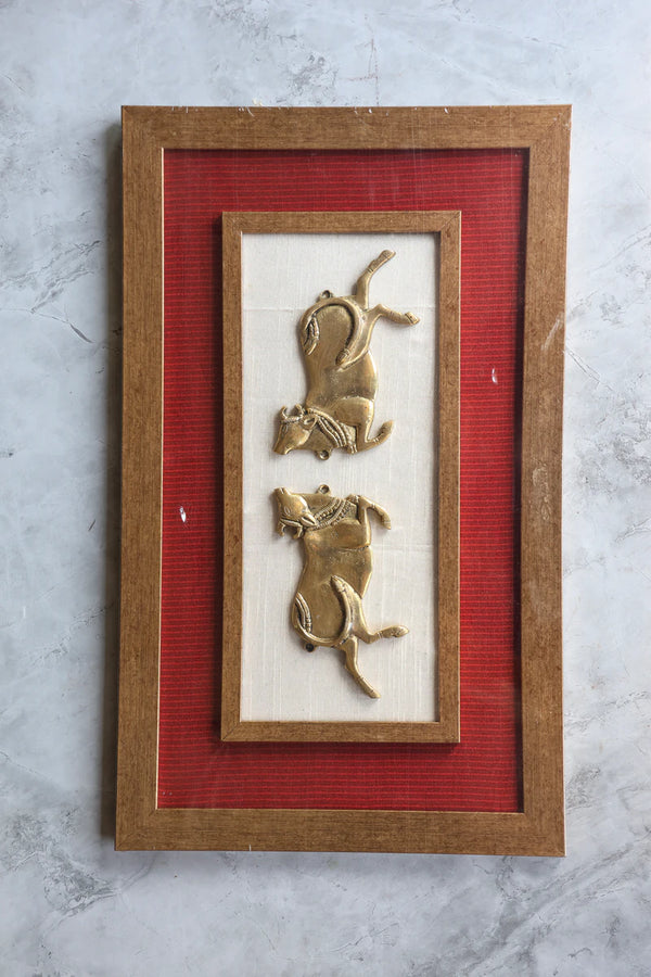 Brass Twin Cow Frame for Home Décor & Pooja | Handcrafted Brass Art Frame dimensions