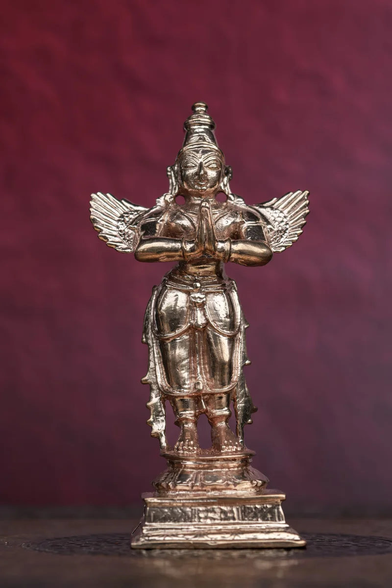 4″ Standing Garuda in Anjali Mudra | Handcrafted Panchaloha