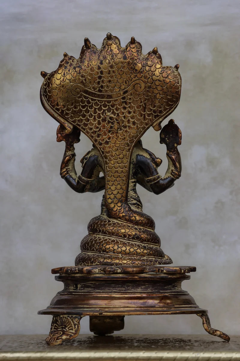 10″ Divine Patanjali | Handcrafted Brass | Antique Brown Finish