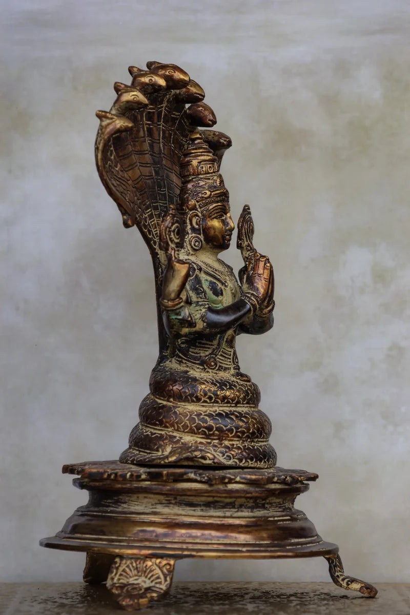 10″ Divine Patanjali | Handcrafted Brass | Antique Brown Finish