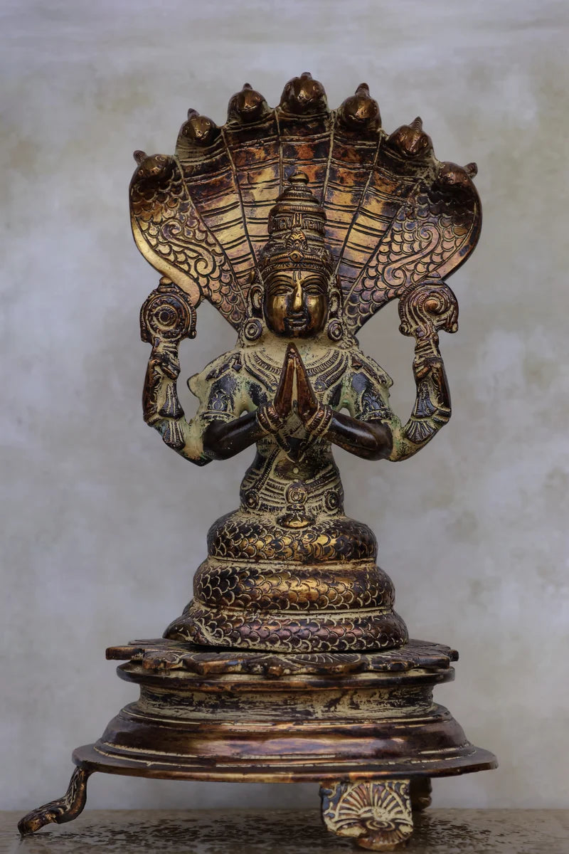 10″ Divine Patanjali | Handcrafted Brass | Antique Brown Finish