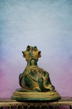 7″ Sacred Nandhi | Handcrafted Brass | Antique Green Finish