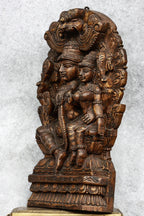 18″ Ornate Lakshmi Narayan with Arch for Pooja & Home Décor | Handcrafted Wood Carving