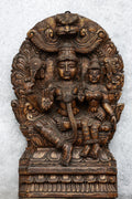 18″ Ornate Lakshmi Narayan with Arch for Pooja & Home Décor | Handcrafted Wood Carving