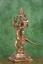 5.5″ Lord Murugan with Vel &amp; Peacock | Handcrafted Panchaloha