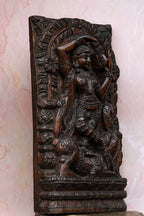 18″ Elegant Mirror Lady Wall Panel for Home Décor | Handcrafted Wood Carving