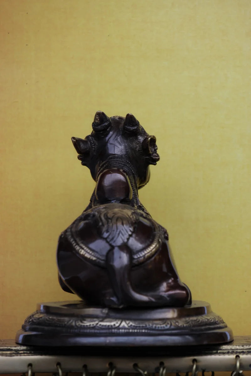 7″ Sacred Nandhi | Handcrafted Brass | Antique Brown Finish