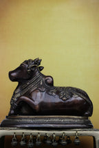 7″ Sacred Nandhi | Handcrafted Brass | Antique Brown Finish