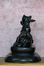 10″ Nandhi with Base | Handcrafted Brass | Antique Green Finish — view 5